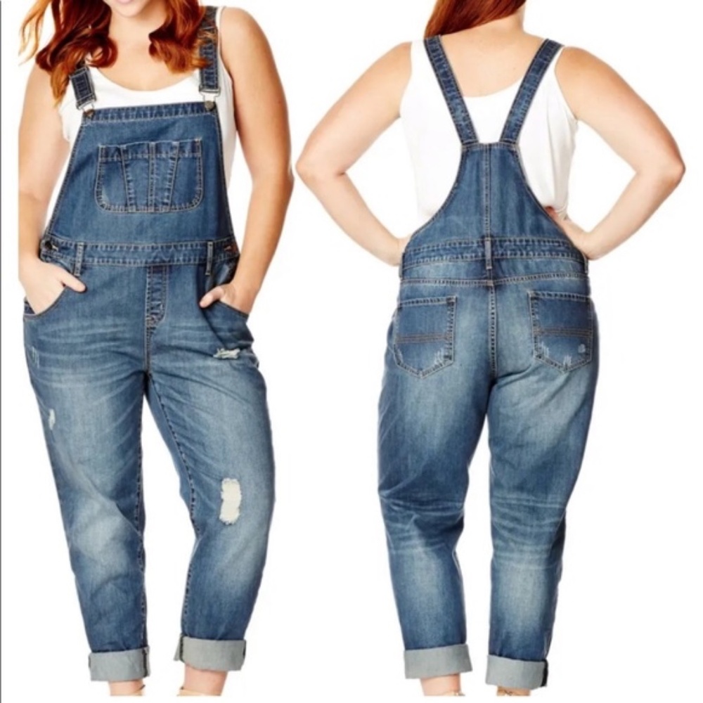 City Chic Over it all Overalls denim with distressing